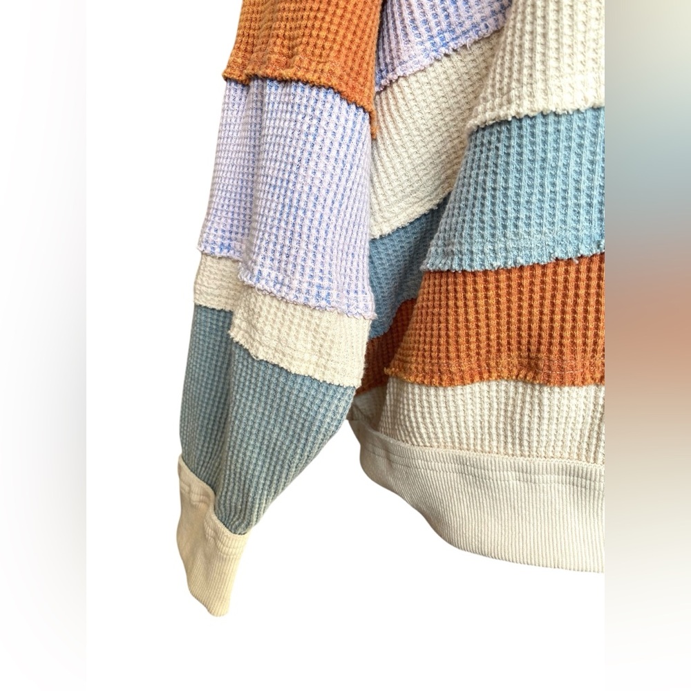 Oli&Hali Washed Color Block Pullover Thermal  Half Zip Oversized Small JT0560 - Picture 5 of 11